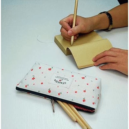 Dompet Linen Panjang Motif Bunga
