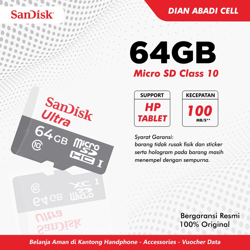 MMC SANDISK 64GB CLASS 10 microSD Card