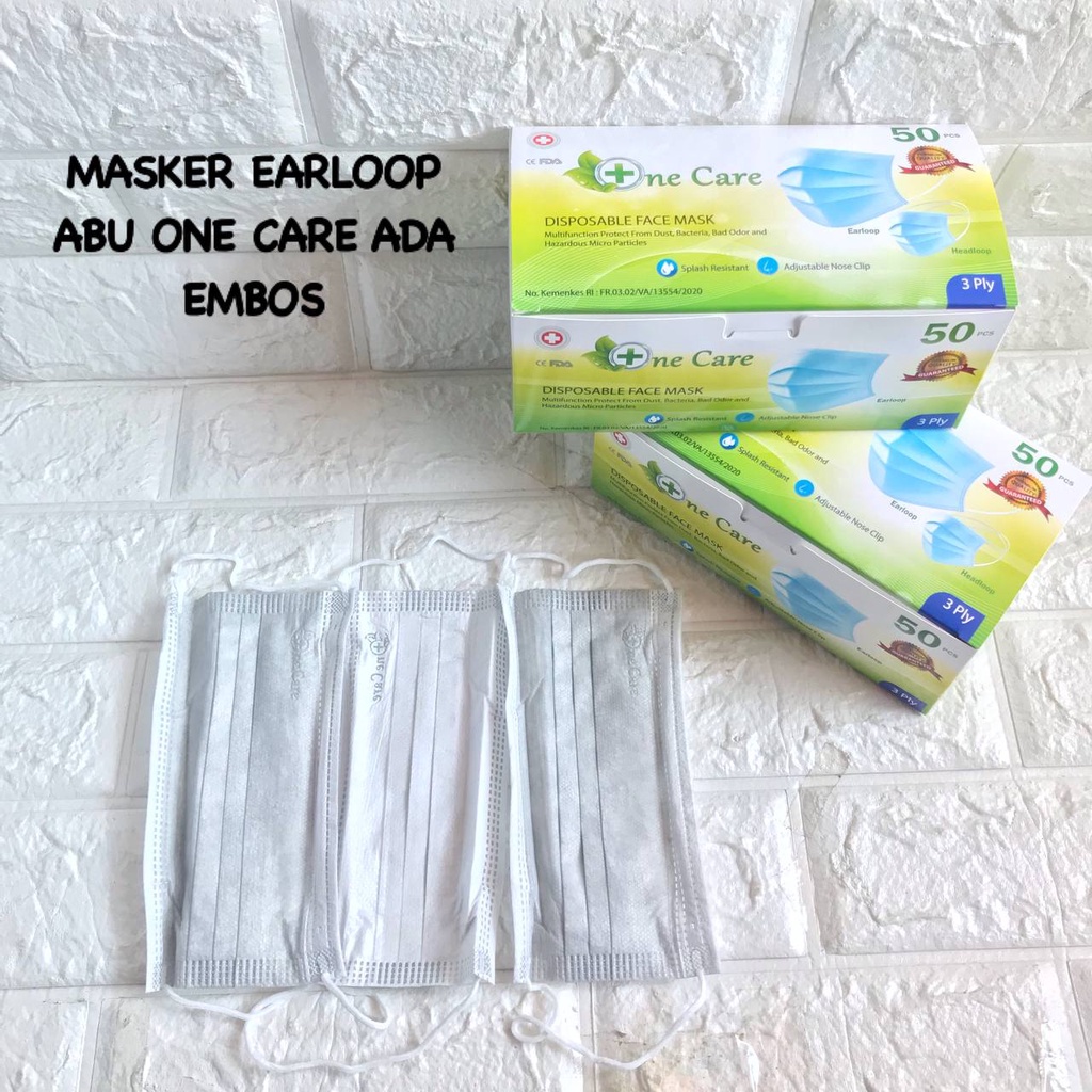 MASKER EARLOOP ABU ONECARE ADA EMBOS 1BOX 50PCS