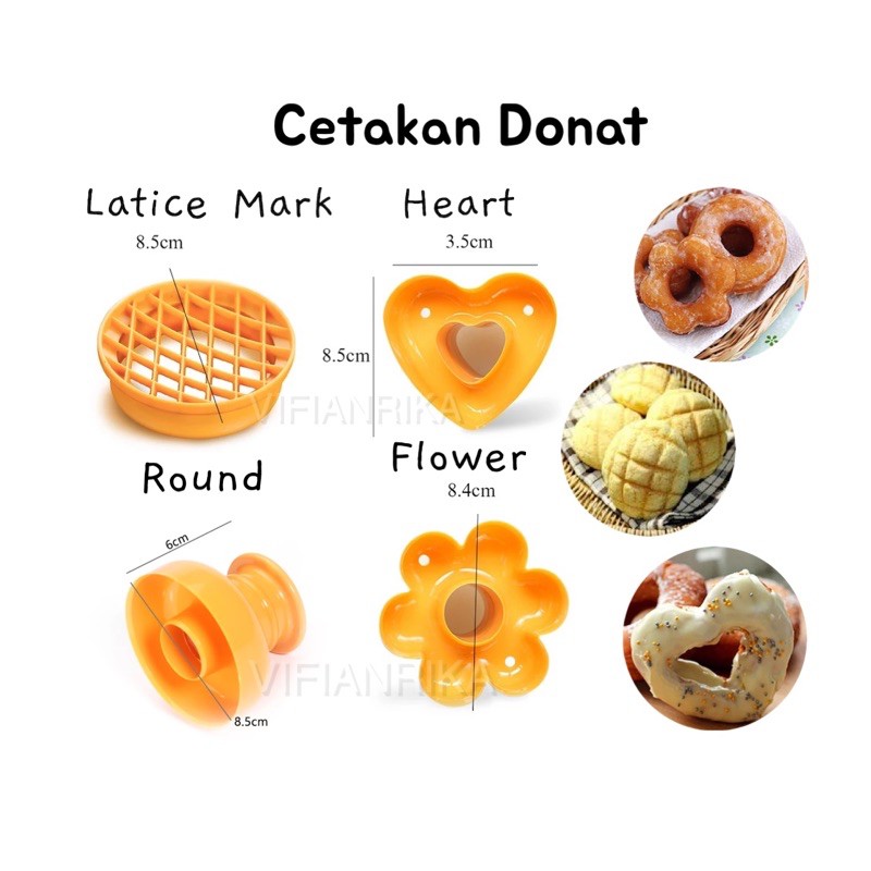 Cetakan Donat Hati Bulat Bunga