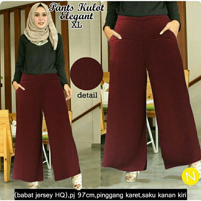 pants kulot elegant maroon