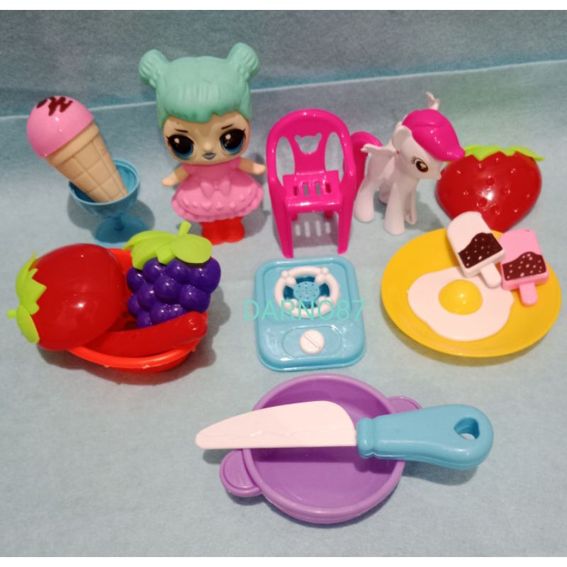 MAINAN KITCHEN SET MINI BONEKA DAN KUDA PONY MO 08