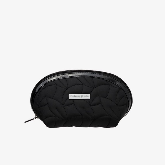 Oval Black Camelia Makeup Bag