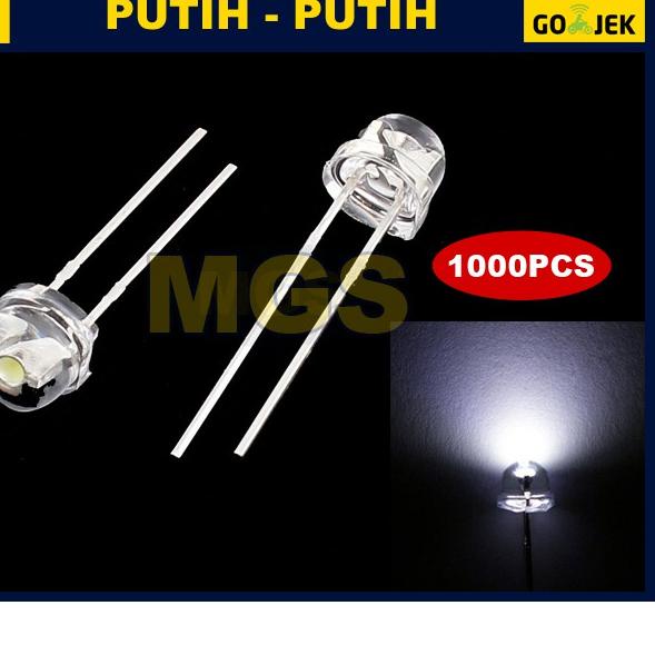 ☝ 1000Pcs LED 5mm Strawhat - Putih ☋