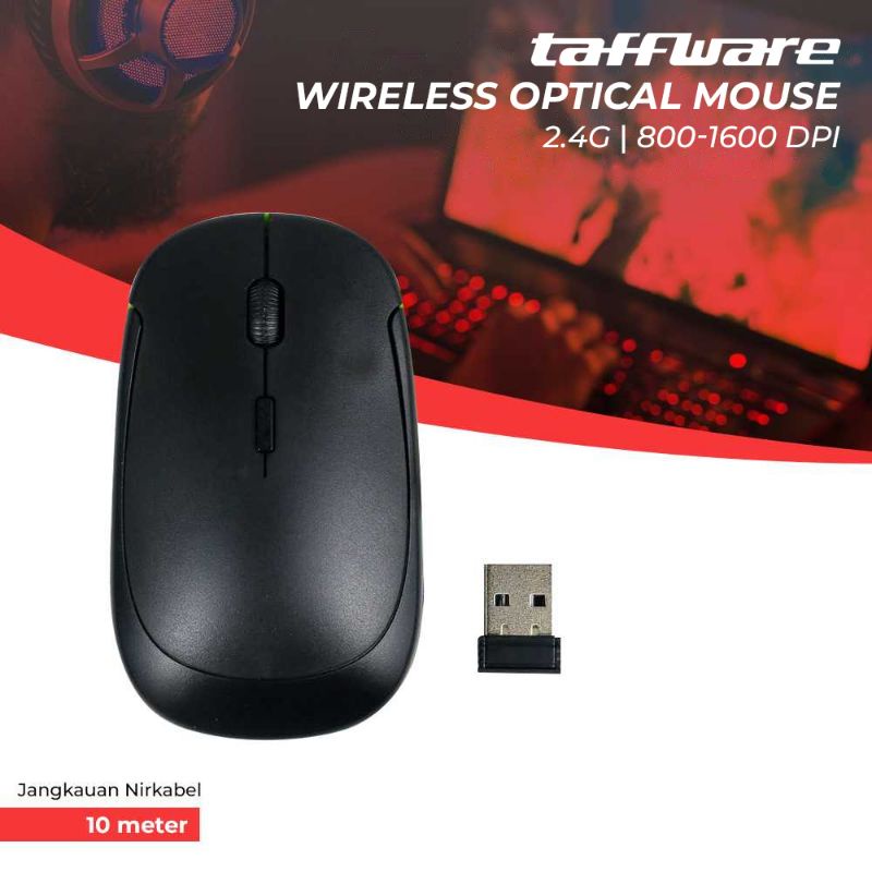 Taffware Wireless Optical Mouse 2.4G - Mouse Bluthooth - Mouse Gaming Practics