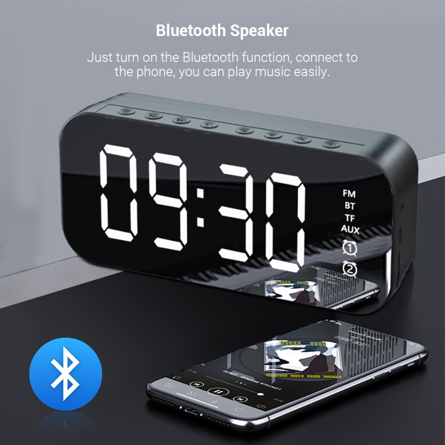 Speaker Bluetooth Clock Alarm Light LED Wireless Speaker VIZZIE S5
