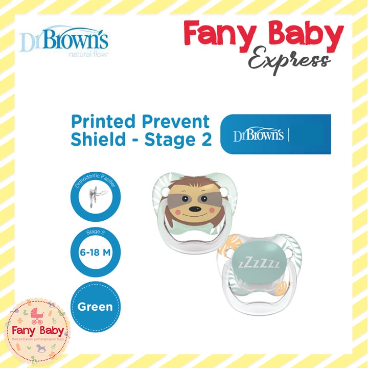 YZ2 DR BROWNS PREVENT PRINTED SHIELD PACIFIER 2 PACK