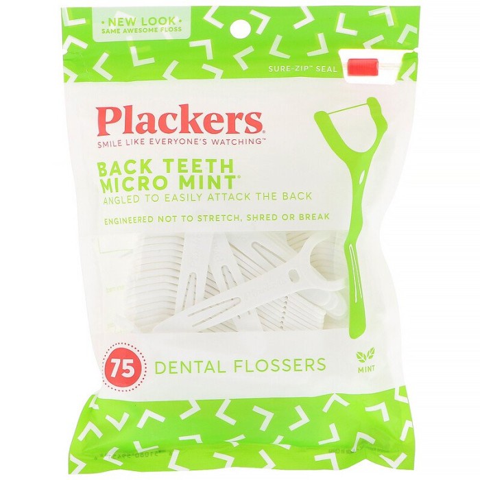 Terlaris Plackers, Back Teeth Micro Mint, Dental Flossers, Mint, 75 Count