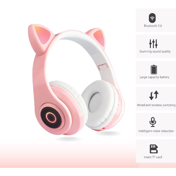 Headphone wireless model Kucing / Headphone Bluetooth Kuching