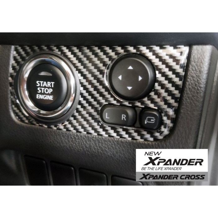 Sticker Timbul Panel Start Button Xpander - Motif Carbon 030