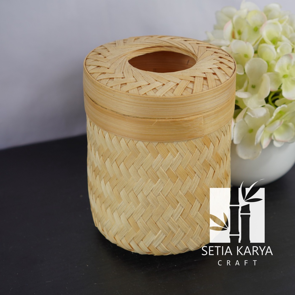 Tempat Tisu Roll Anyaman Bambu