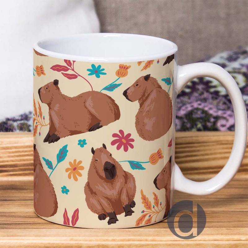 Mug Gelas Gambar Capybara Pattern V3