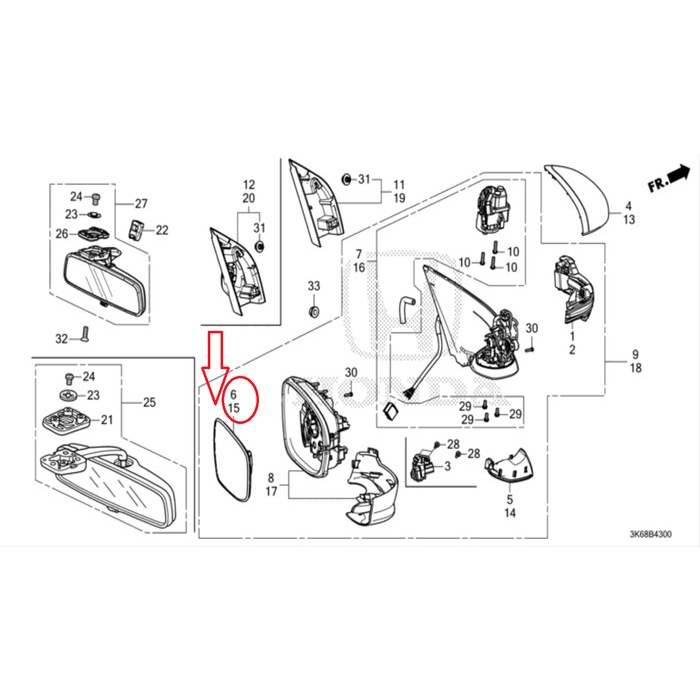 kaca spion Honda BRV Gen 2 WRV Original ORIGINAL