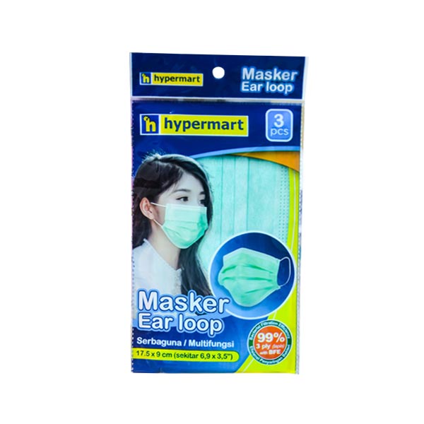 HYPERMART MASKER MUKA HIJAU 3 PCS