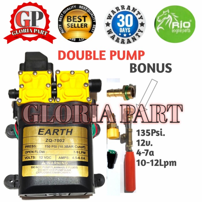POMPA DC 12V (DOUBLE)SINLEADER ASLI