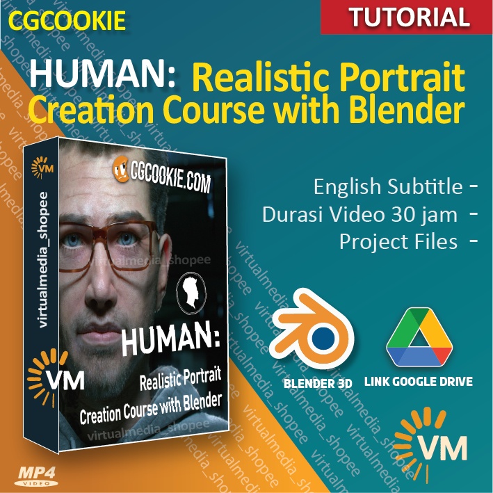 TUTORIAL HUMAN REALISTIC PORTRAIT CREATION WITH BLENDER 3D MODELING COURSE CG COOKIE SCULPTING FACE