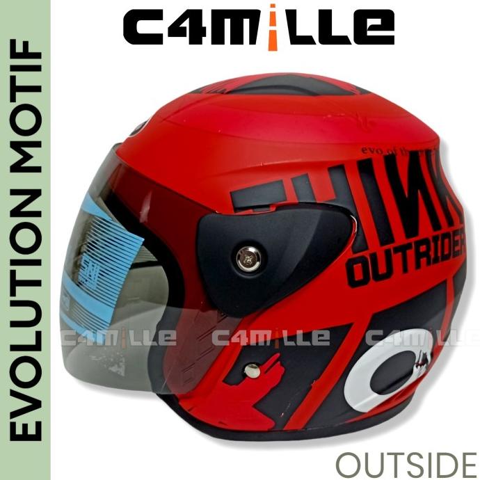 HELM EVOLUTION OUTSIDE GREY DOFF HALF FACE MURAH MODEL GM EVO