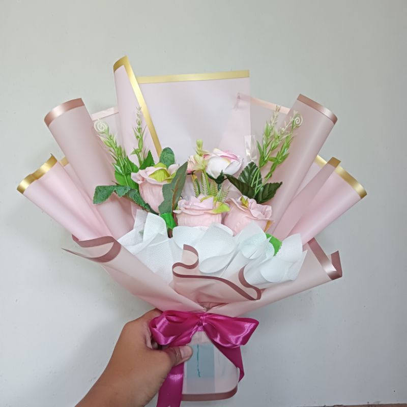 BUKET bunga artificial/buket bunga ekonomis free card