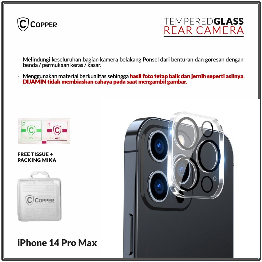 Copper Tempered Glass Kamera - iPhone 14 Pro Max
