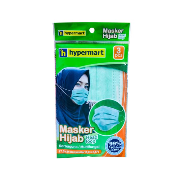 HYPERMART MASK HEAD LOOP HIJAB HIJAU 3 PCS - MASKER