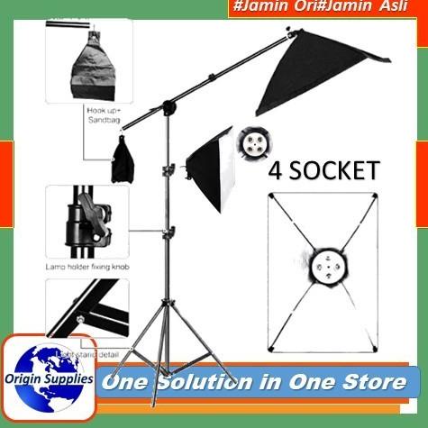 Paket Softbox 4 Socket Dengan Boom Arm Original