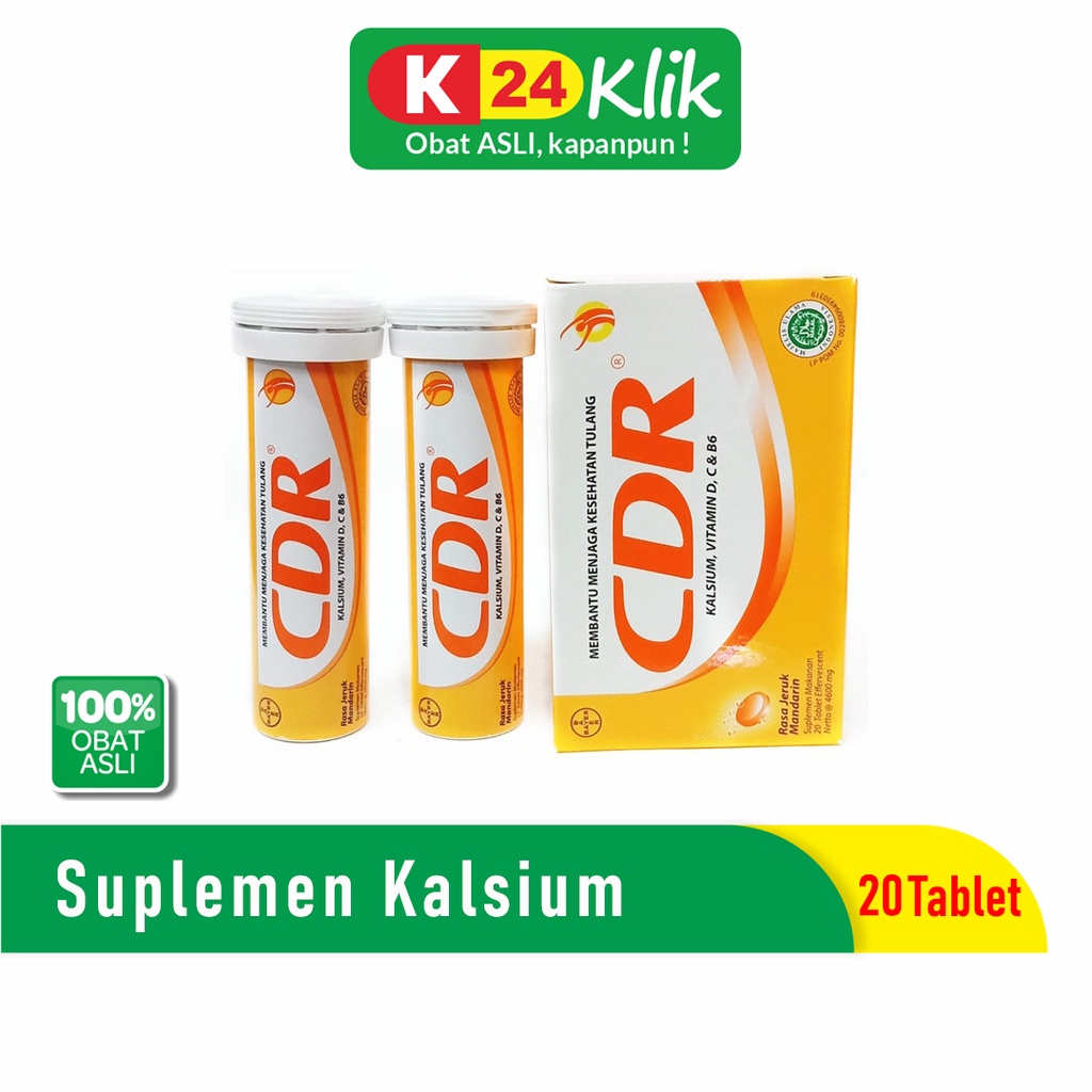 Cdr Suplemen Kalsium Rasa Jeruk (20 Tablet)