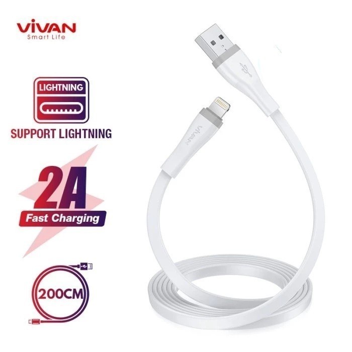 Vivan SL200S 2m Kabel Data Cable iPhone Lightning Fast Charging 2A