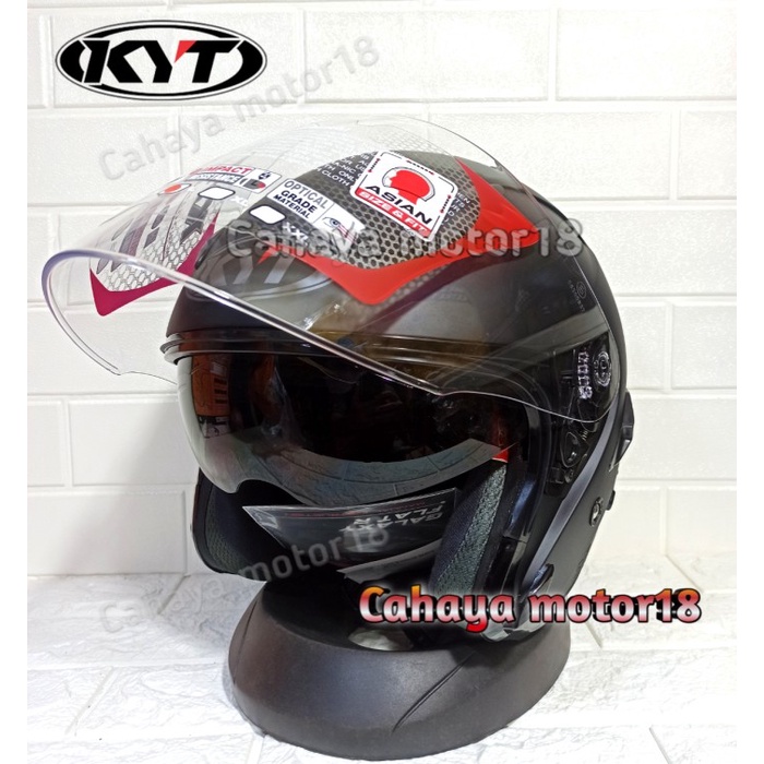 Helm Kyt Galaxy Flat R Double Visor Helm Half Face -