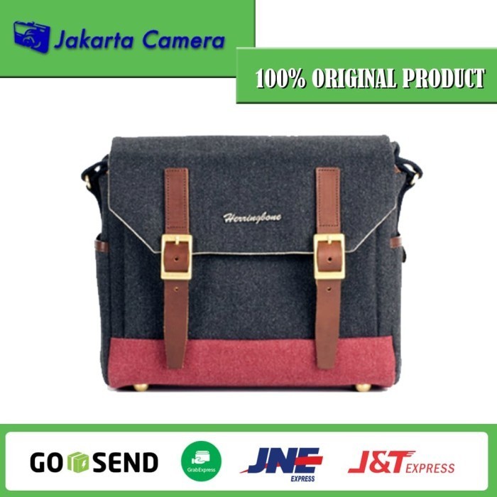 Tas Kamera Herringbone Postman Medium - Black
