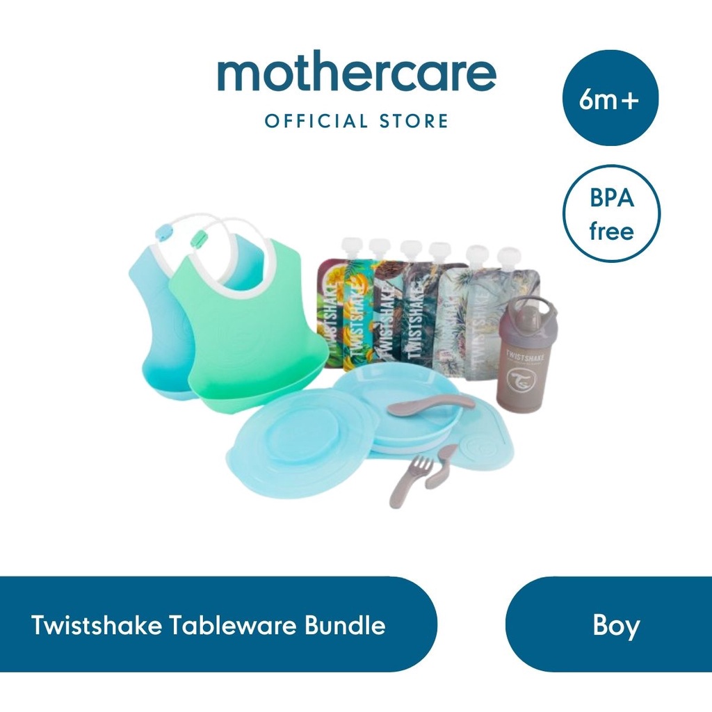 Twistshake Tableware Bundle - Set Peralatan Makan (Biru)