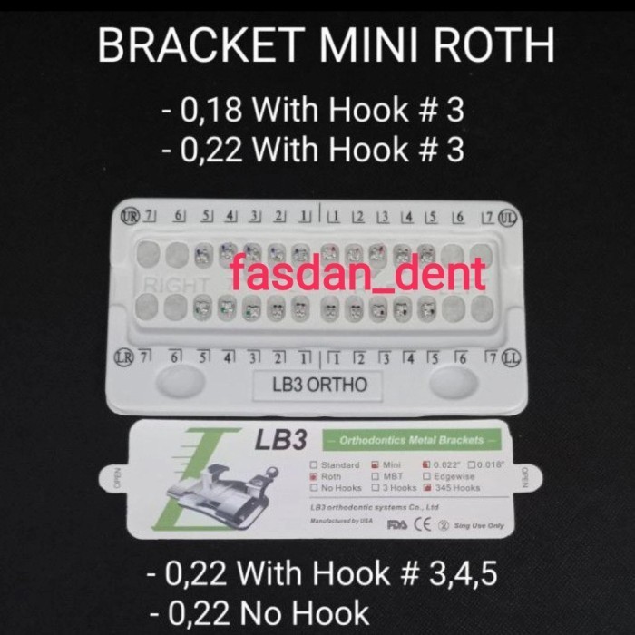 BRACKET MINI ROTH 3,4,5 WITH HOOK LB3 ORTHO