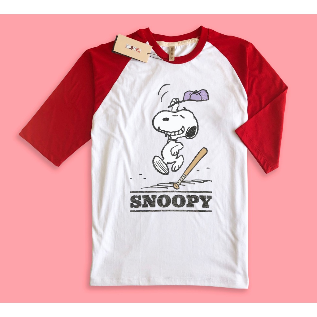 Kaos Raglan Peanuts Snoopy Baseball