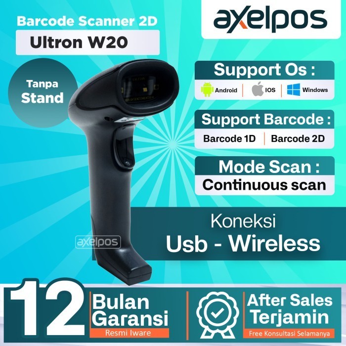 Barcode Scanner Usb Wireless 1D / 2D Ultron W20 Series