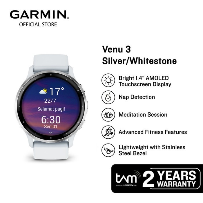 Garmin Venu 3 - Silver/Whitestone