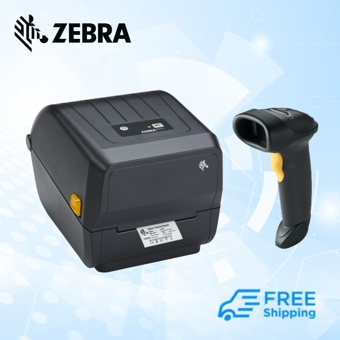 [Bundle] Zebra Zd220 Thermal Printer + Ls2208 1D Wire Barcode Scanner