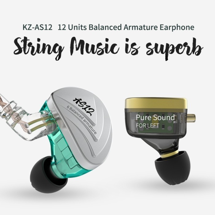 Knowledge Zenith Kz As12 - 6Ba - Earphone With Mic
