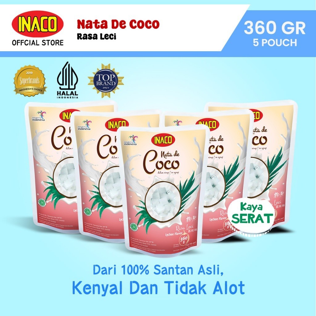 INACO Nata De Coco Lychee Pouch 360gr - 5pcs