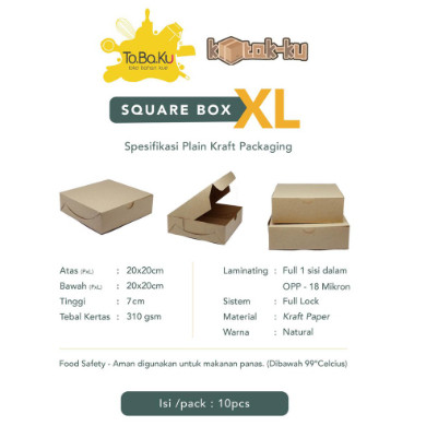 Kotak-Ku Square Box XL ( Per Pack)