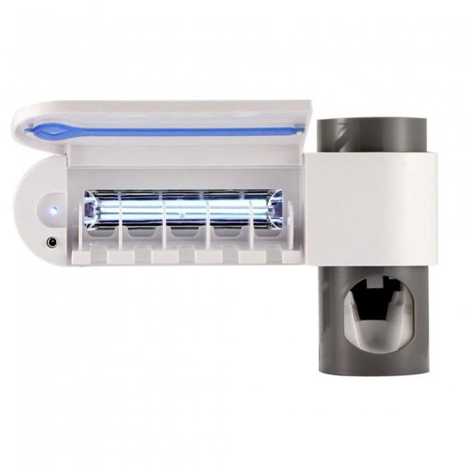Toothbrush Holder UVC Light Sterilizer and Toothpaste Dispenser