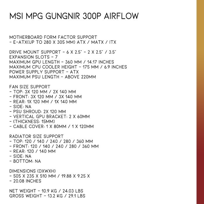 Msi Mpg Gungnir 300P Airflow Mid-Tower Case