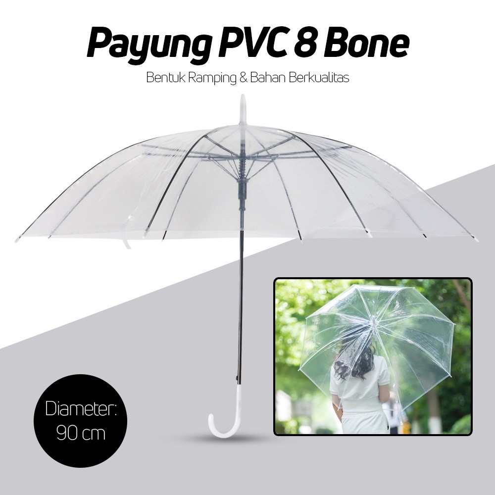 Payung Polos PVC 8 Bone 90cm