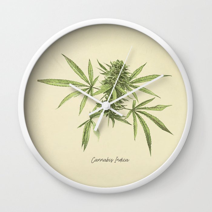 Cetakan botani antik - Jam Dinding Ganja