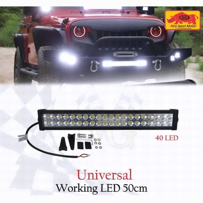 working LED light bar putih biru 5 mode Hiro Motor