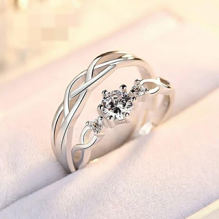 BISA COD - CINCIN COUPLE SILVER GEM SWAROVSKI