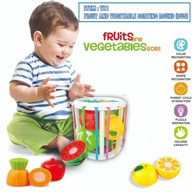 Mainan Edukasi Anak Sorting Shape Box Cutting Fruit Vegetable