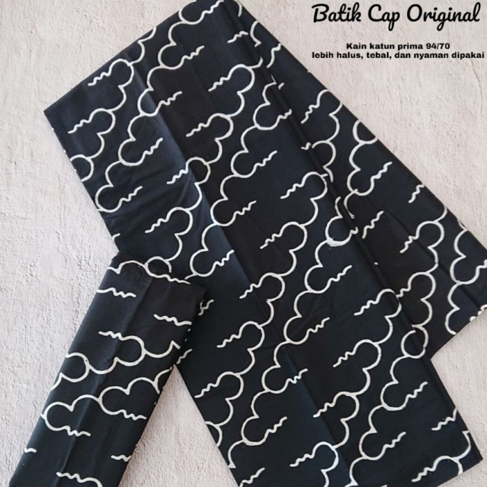 Kain Batik Cap Handmade Liris Awan ( Monocrome )