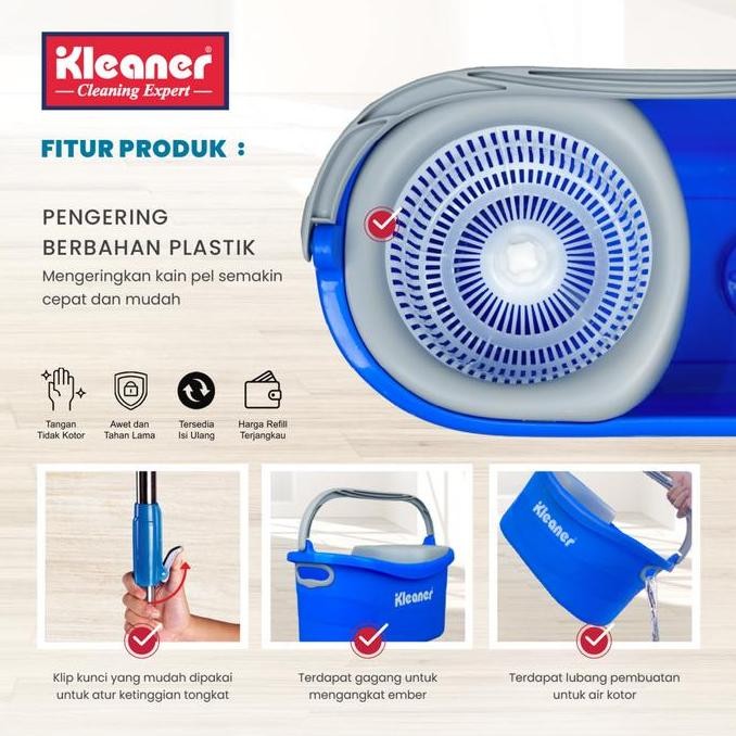 [COD] Kleaner Alat Pel Kain Putar Tornado Mop Value / Spin Mop Value Plastik Stainless Microfiber