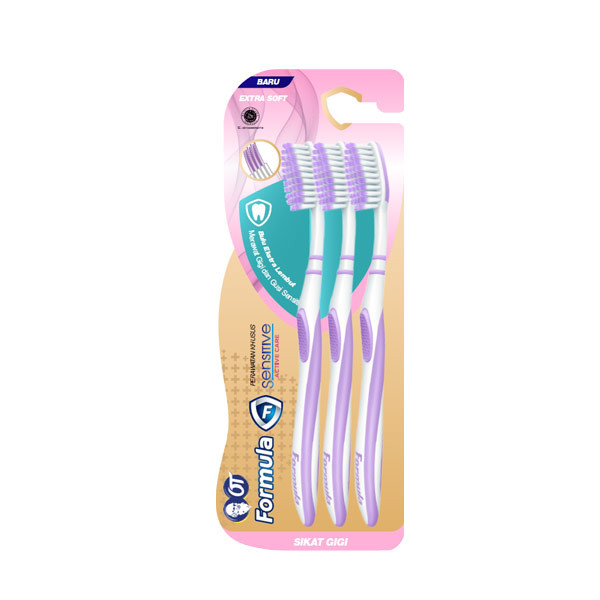 FORMULA TOOTH BRUSH SENSITIVE ACTIVE TRIPLE PACK - SIKAT GIGI