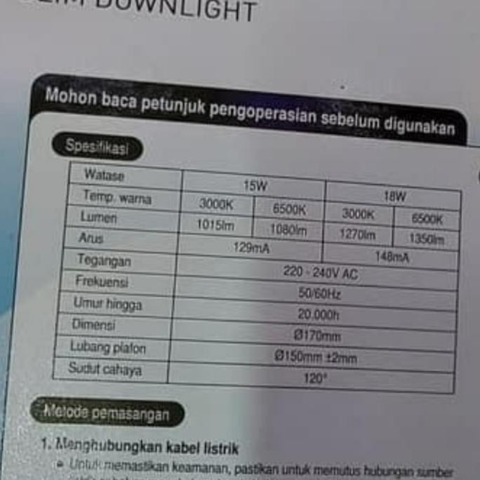Lm Downlight Led Panel 15W 15 Watt