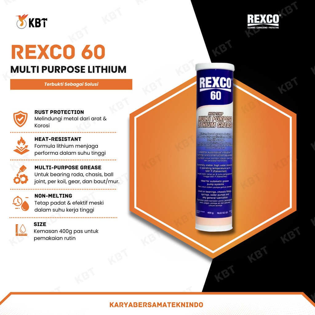 REXCO 60 HIGH TEMP MULTI PURPOSE LITHIUM GREASE 400 Gram